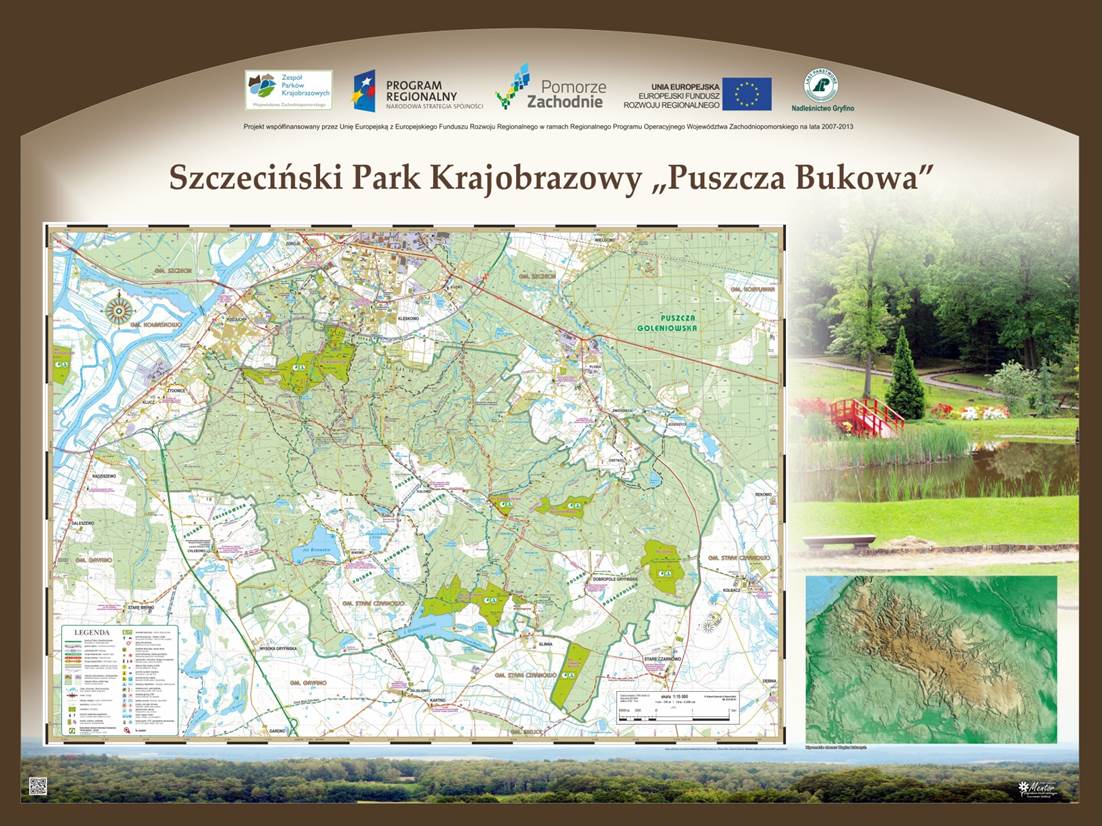 Mapa Szczecińskiego Parku Krajobrazowego Puszcza Bukowa autorstwa Edwarda Zadorskiego i Edwarda Mich