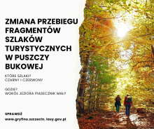 Zmiana przebiegu fragmentu czarnego i czerwonego szlaku turystycznego przy Jeziorze Piasecznik Mały.